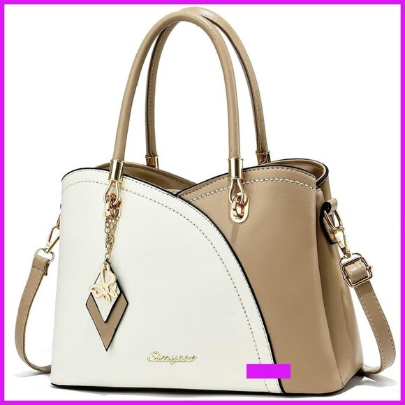 Handbags - Synthetic Leather Tote Satchel Shoulder Bag Elegant Minimal Chic Versatile